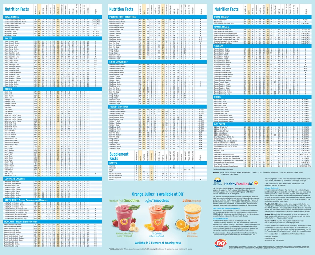 Dairy Queen Menu 2026 | DQ, Blizzard Treats, Cakes & Meals 139 Dairy Queen Nutritional Menu