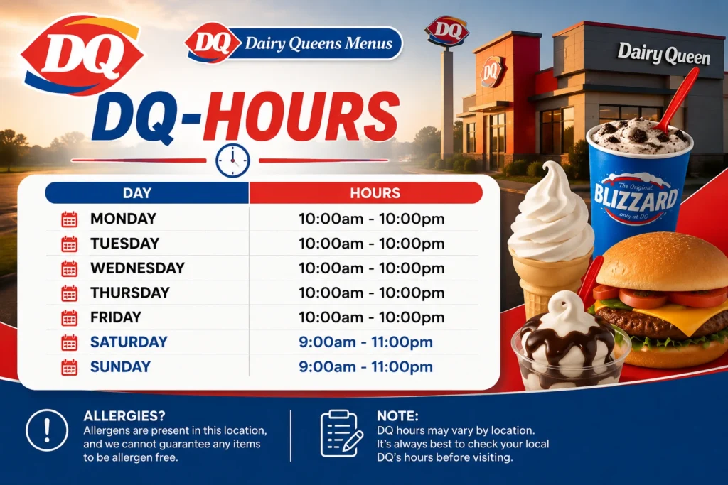 Dairy Queen Hours 2026 | DQ Opening Times, Closing Hours & Holiday Schedule 2 Dairy Queen opening and closing hours guide